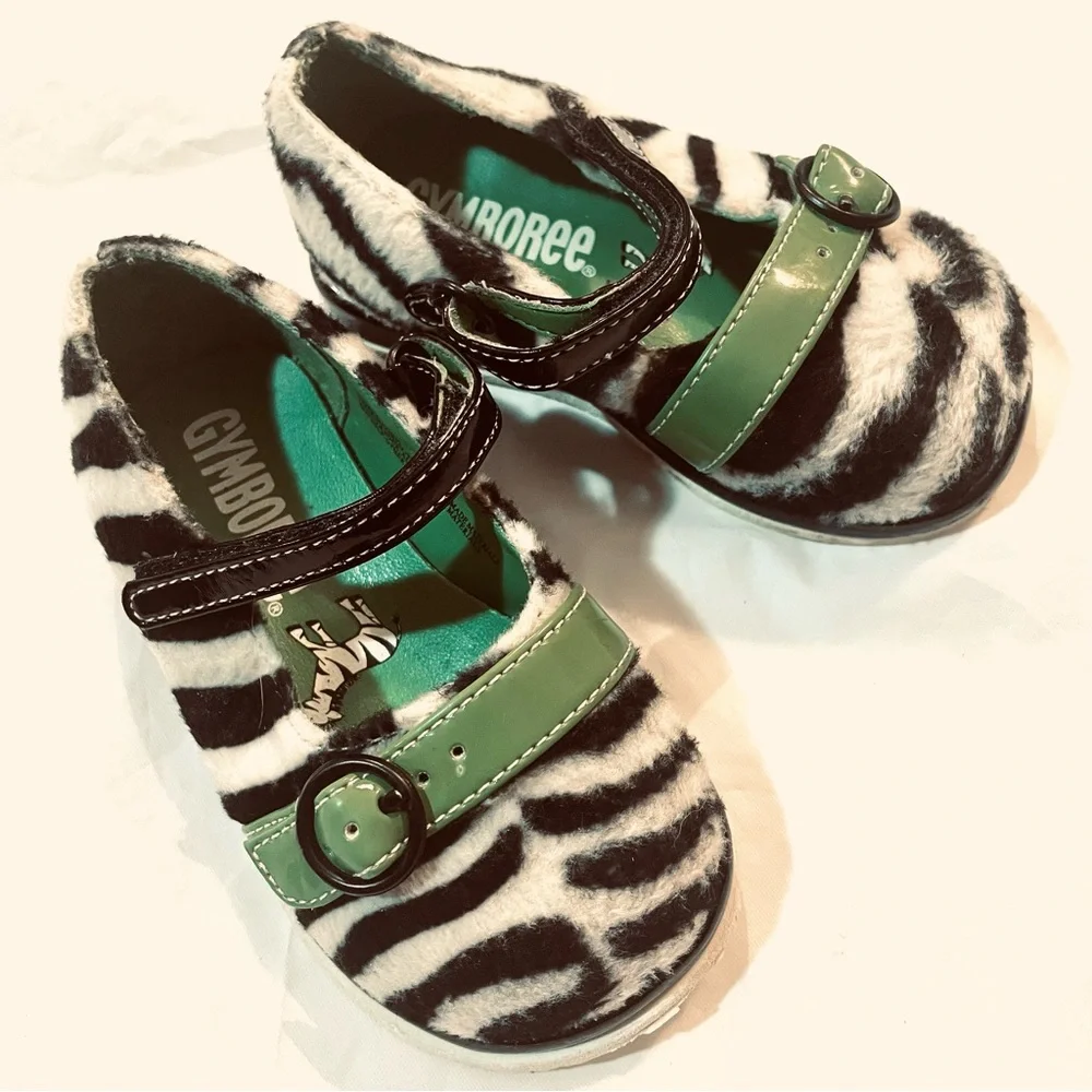 Vintage Gymboree Toddler Girl’s Shoes Size 4 Mod Zebra Furry Mary Jane